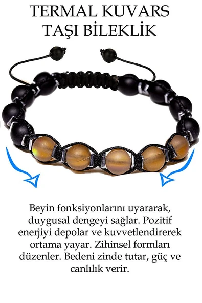 Sertifikalı Kahverengi Termal Kuvars Oniks Taşı Bileklik ürün görseli 1