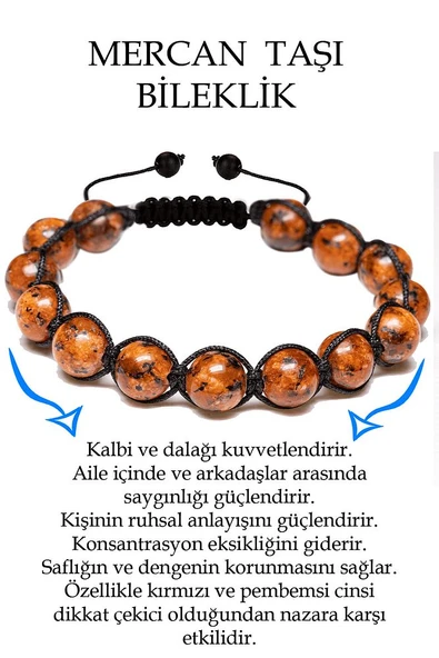Sertifikalı Mercan Taşı Bileklik - Makrome ürün görseli 1
