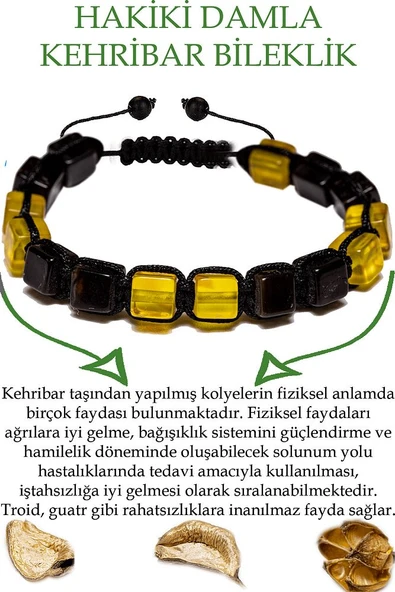 Üretici Sertifikalı Küp Kesim Bordo Sarı Doğal Damla Kehribar Bileklik ürün görseli 1