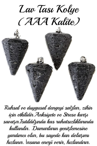 Sertifikalı Pandül Model Lav Taşı Kolye - Resim 2