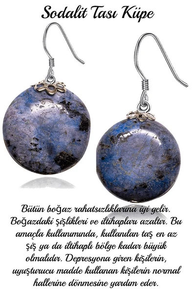 Sertifikalı Sodalit Taşı Küpe - 1.kalite ürün görseli 1