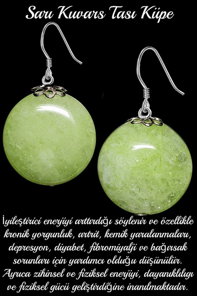 Sertifikalı Sarı Kuvars Taşı Küpe - 1.kalite ürün görseli 1