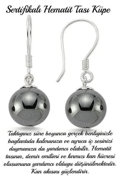 Sertifikalı Hematit Taşı Doğal Taş Küpe (kan Taşı) ürün görseli 1