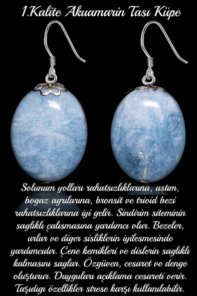 Sertifikalı Oval Kesim Akuamarin Taşı Küpe (1.kalite) ürün görseli 1