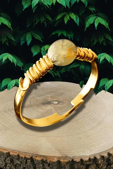 Sertifikalı Kırık Taşlı Gold Model Prinayt (PREHNİT) Taşı Yüzük - Ayarlamalı ürün görseli 1