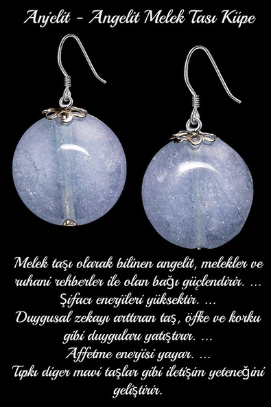 Sertifikalı Anjelit Angelite Melek Taşı Doğal Taş Küpe ürün görseli 1
