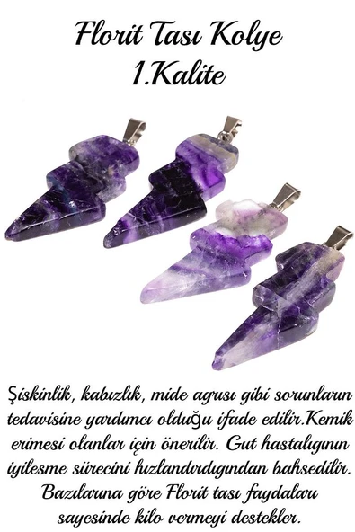 Sertifikalı Şimşek Model Florit Taşı Kolye - Resim 2
