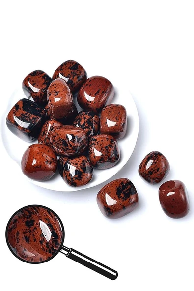 Sertifikalı Tamburlanmış Kahverengi Obsidyen Taşı Kütle ürün görseli 1