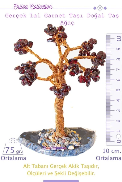 Sertifikalı Gerçek Lal - Garnet - Granat Doğal Taşı Ağaç - Akik Plakalı ürün görseli 1