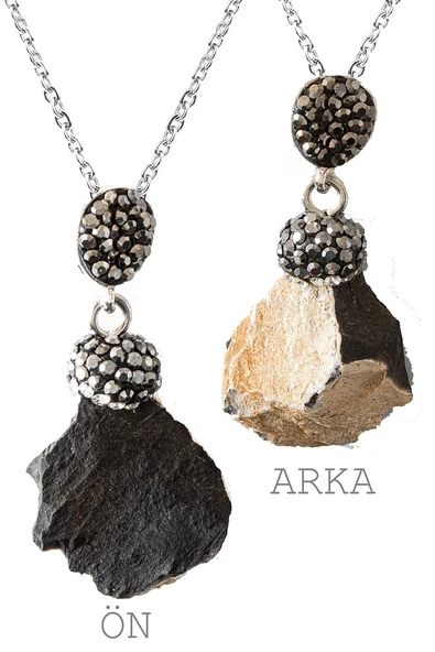 Sertifikalı Zirkon Taşlı Model Onyx - Oniks Taşı Kolye (Ham İşlenmemiş) ürün görseli 1