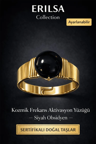 Sertifikalı Siyah Obsidyen Doğal Taş Yüzük – Kozmik Frekans Aktivasyon Ayarlanabilir ürün görseli 1