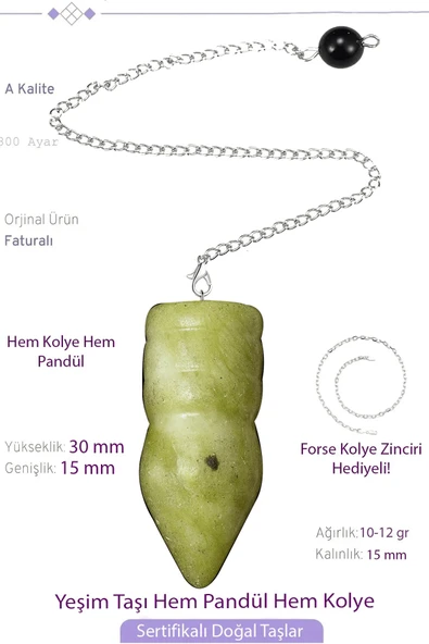 Sertifikalı AAA+ Yeşim Taşı Pandül Sarkaç Hem Pandül - Hem Kolye ürün görseli 1