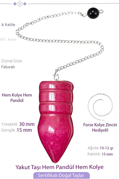 Sertifikalı Yakut Taşı Pandül Sarkaç Hem Pandül - Hem Kolye ürün görseli 1