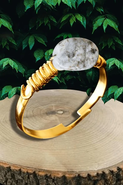 Sertifikalı Gold Kırık Taşlı İnce Model Hint Akik Taşı Yüzük - Ayarlamalı ürün görseli 1