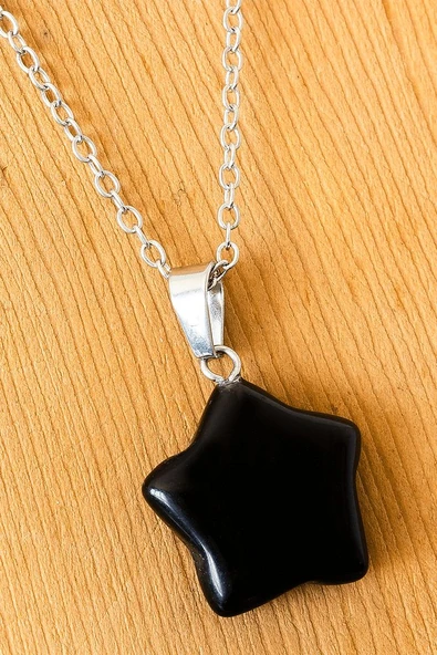Sertifikalı Yıldız Model Oniks (ONYX) Taşı Kolye ürün görseli 1