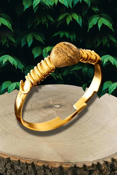 Sertifikalı Kırık Taşlı Gold Model Kahverengi Jasper Taşı Yüzük - Ayarlamalı ürün görseli 1