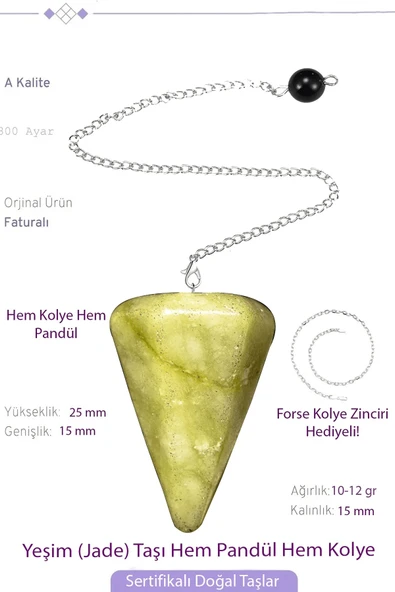 Sertifikalı Yeşim Taşı Pandül Sarkaç Hem Pandül - Hem Kolye ürün görseli 1