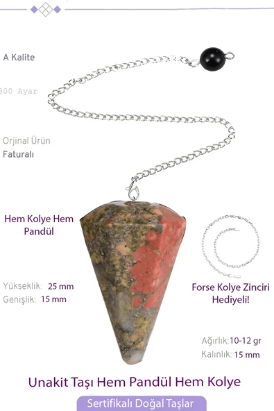 Sertifikalı Unakit Taşı Pandül Sarkaç Hem Pandül - Hem Kolye ürün görseli 1