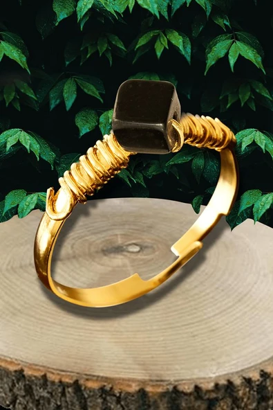 Sertifikalı Kırık Taşlı Gold Model Turmalin Taşı Yüzük - Ayarlamalı ürün görseli 1