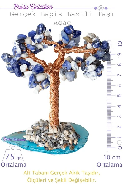 Sertifikalı Gerçek Lapis Lazuli Taşı Ağaç - Akik Plakalı ürün görseli 1