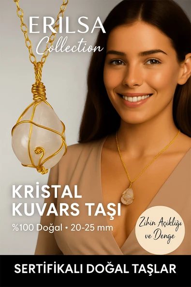 Sertifikalı Doğal Gold Renkli Tel Sargılı Kristal Kuvars Taşı Kolye – Zihin Açıklığı ve Denge Taşı ürün görseli 1