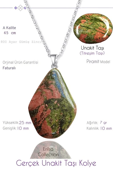 Sertifikalı Gerçek Piramit Model Unakit Taşı Kolye ürün görseli 1