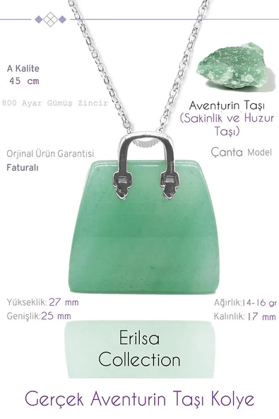 Sertifikalı Çanta Model Aventurin Taşı Kolye ürün görseli 1
