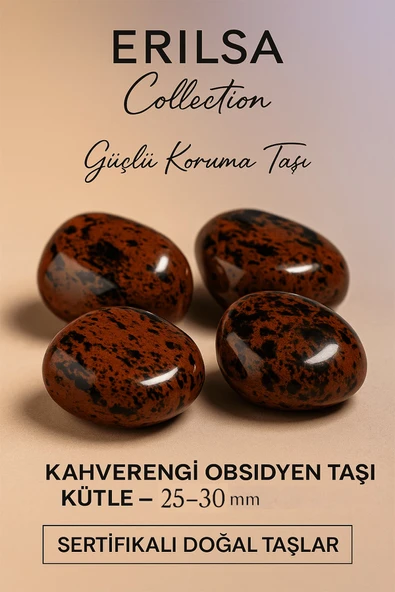 Sertifikalı Kahverengi Obsidyen Taşı Kütle 25-30 mm – Güçlü Koruma ve Denge Taşı ürün görseli 1