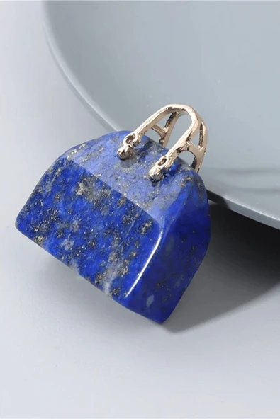 Sertifikalı Çanta Model Lapis Lazuli Taşı Kolye - Resim 2