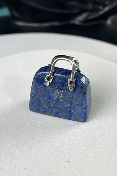 Sertifikalı Çanta Model Lapis Lazuli Taşı Kolye - Resim 3