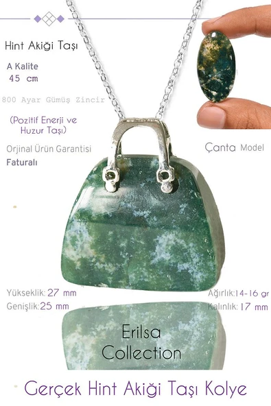 Sertifikalı Çanta Model Hint Akiği Taşı Kolye ürün görseli 1