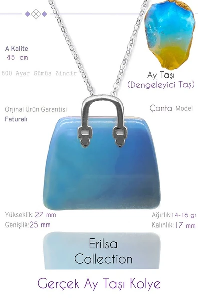 Sertifikalı Çanta Model Opal Taşı Kolye (Opalit Taşı) ürün görseli 1