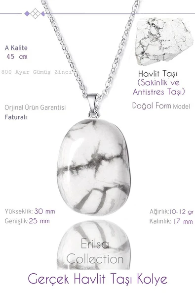 Sertifikalı Tımbıl Model Gerçek Havlit Taşı Kolye ürün görseli 1