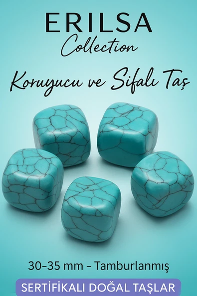 Sertifikalı Tamburlanmış Turkuaz Taşı Kütle – Koruma ve Şifa Taşı ürün görseli 1