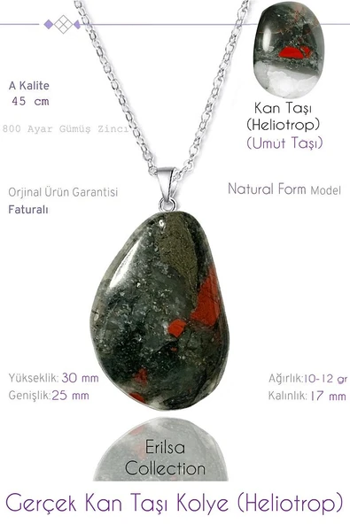 Sertifikalı Tımbıl Model Gerçek Kan Taşı Kolye ürün görseli 1