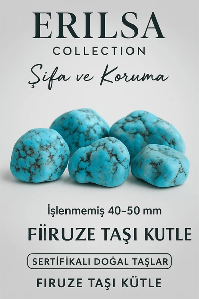 Sertifikalı Ham İşlenmemiş Firuze (Turkuaz) Taşı Kütle – İran Firuze 40-50 mm ürün görseli 1