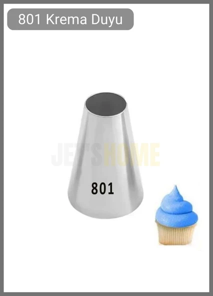 801 Yuvarlak Desen Krema Duyu Büyük Boy Pasta Duyu Paslanmaz Çelik Krema Torbası Ucu 2.4x6.5x4.5 cm ürün görseli 1