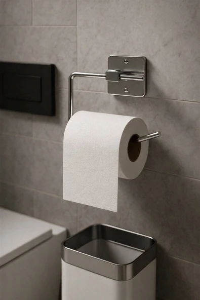 Sas Haus Yapışkanlı Krom WC Kağıtlık / Tuvalet Kağıtlık – Deliksiz Montaj, Ergonomik Tasarım ürün görseli 1