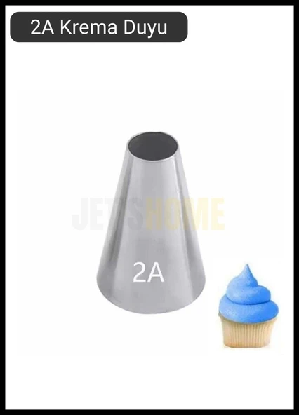 2A Yuvarlak Desen Krema Duyu Büyük Boy Pasta Duyu Paslanmaz Çelik Krema Torbası Ucu 2.4x1.2x3.8 cm ürün görseli 1