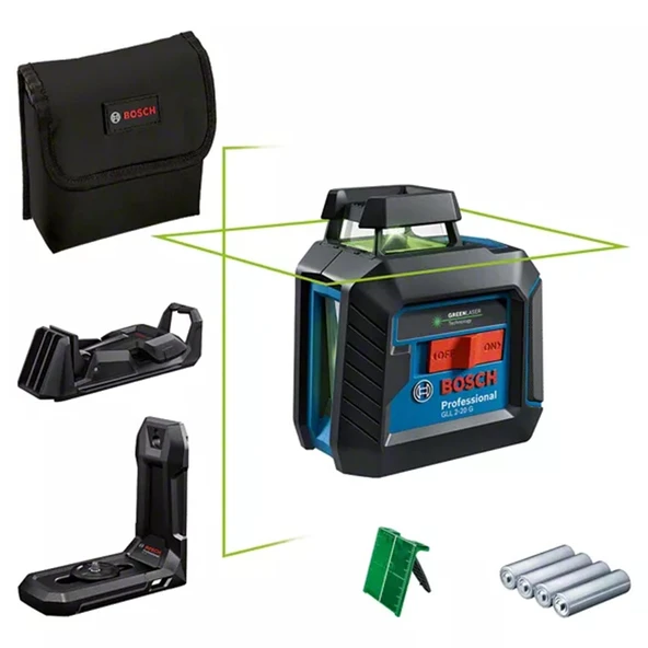 Bosch GLL 2-20 G + LB10+DK10 Çizgi Lazer Yeşil - 0601065000 ürün görseli 1