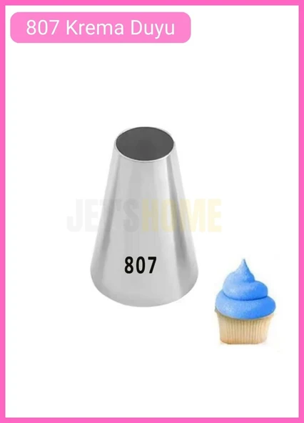 807 Yuvarlak Desen Krema Duyu Büyük Boy Pasta Duyu Paslanmaz Çelik Krema Torbası Ucu 3.5x1.6x5.2 cm ürün görseli 1