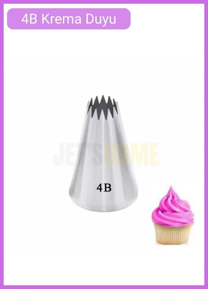 4B Açık Yıldız Desen Krema Duyu Büyük Boy Pasta Duyu Paslanmaz Çelik Krema Torbası Ucu 2.5x1.2x3.8 cm ürün görseli 1