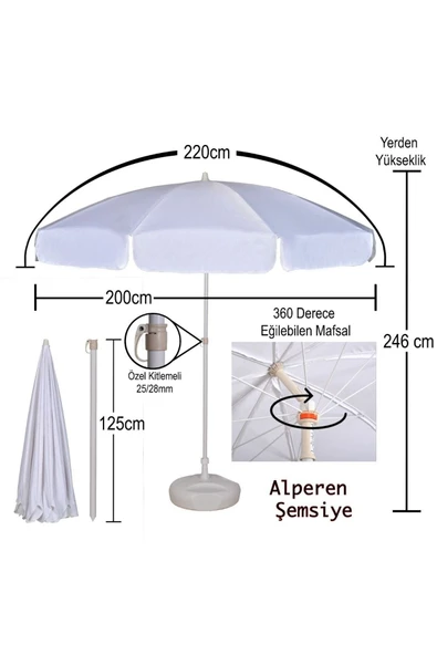 Alperen şemsiye Plaj Şemsiyesi Havuz Balkon Teras Masa Başı Şezlong Şemsiyeleri ürün görseli 1