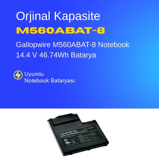Gallopwire M560ABAT-8 Notebook 14.4 V  46.74Wh Batarya – Orjinal Uyumlu, Yüksek Performanslı ürün görseli 1