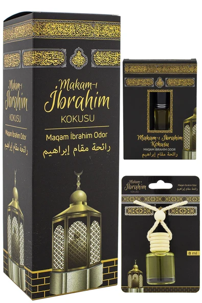 Makamı İbrahim Kokusu 400ml Sprey Ve Makamı İbrahim Kokusu 8 Ml Araba Kokusu Cam Şişe Ve Makamı İbrahim Alkolsüz Esans 3Ml ürün görseli 1