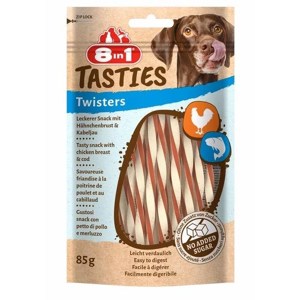 8in1 Tasties Twister Tavuk ve Balıklı Köpek Ödülü 85 gr ürün görseli 1