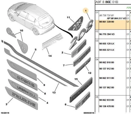 208 YAZISI (BAGAJ) PEUGEOT P208 ürün görseli 1