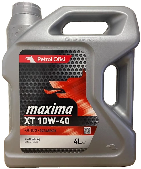 Petrol Ofisi XT 10W-40 Sentetik Motor Yağı 4 Litre (2025 Üretim) ürün görseli 1
