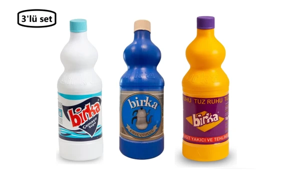 Birka Çamaşır Suyu 1 Kg+Birka Kireç Çözücü 1 Kg+Birka Tuz Ruhu 1 Kg-(3'lü Lavabo-Tuvalet Temizlik Seti) ürün görseli 1