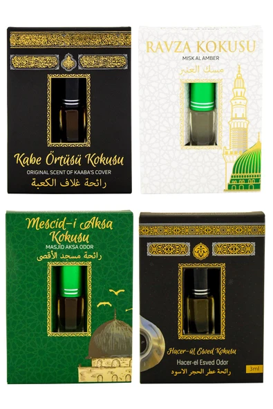Kabe Örtüsü Kokusu Medine Ravza Kokusu Mescidi Aksa kokusu ve Hacerül Esved Kokusu Alkolsüz Esans 3ml ürün görseli 1